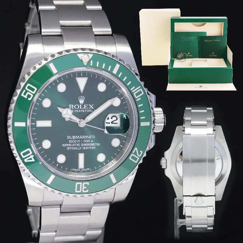 Designer wristwatches-2018 MINT Rolex Submariner Hulk 116610LV Green 40mm Ceramic Watch Box