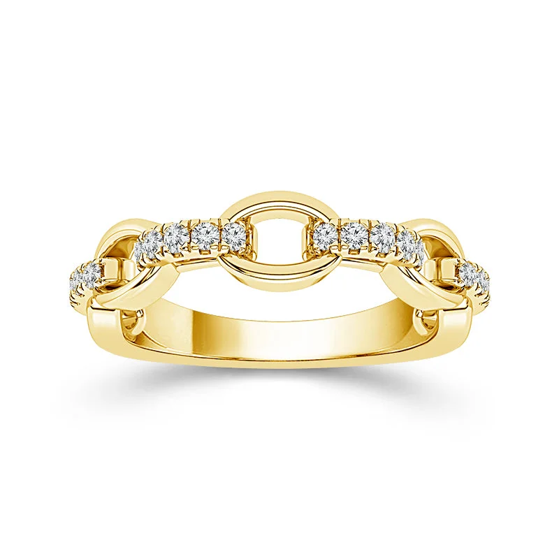 Diamond engagement rings with accents for women-1/5 Ctw Diamond Link Ring in 14 Karat Yellow Gold