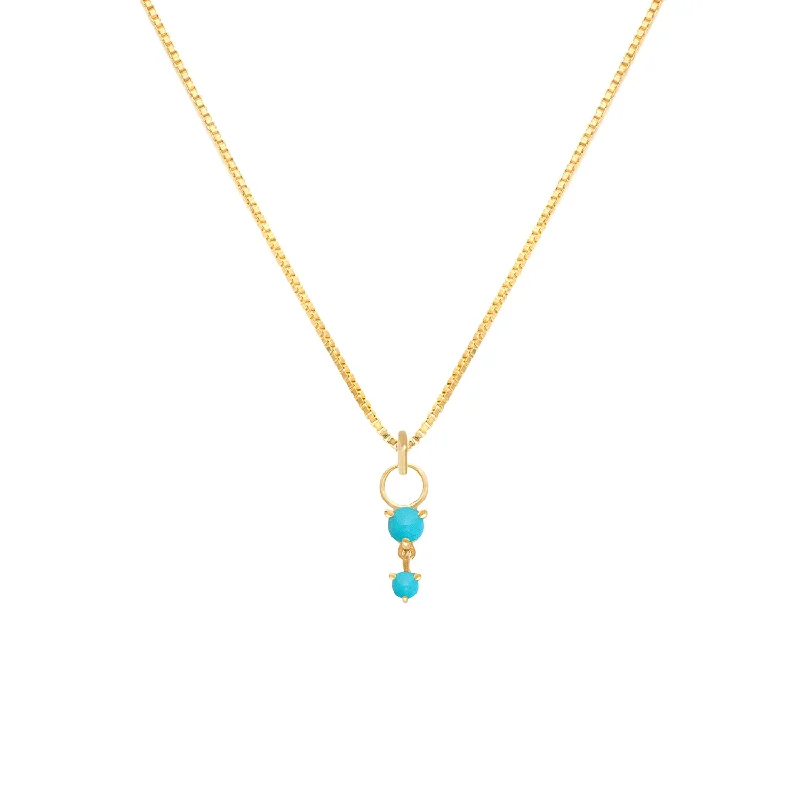 Diamond necklace for women-Deux Drop Necklace | Turquoise