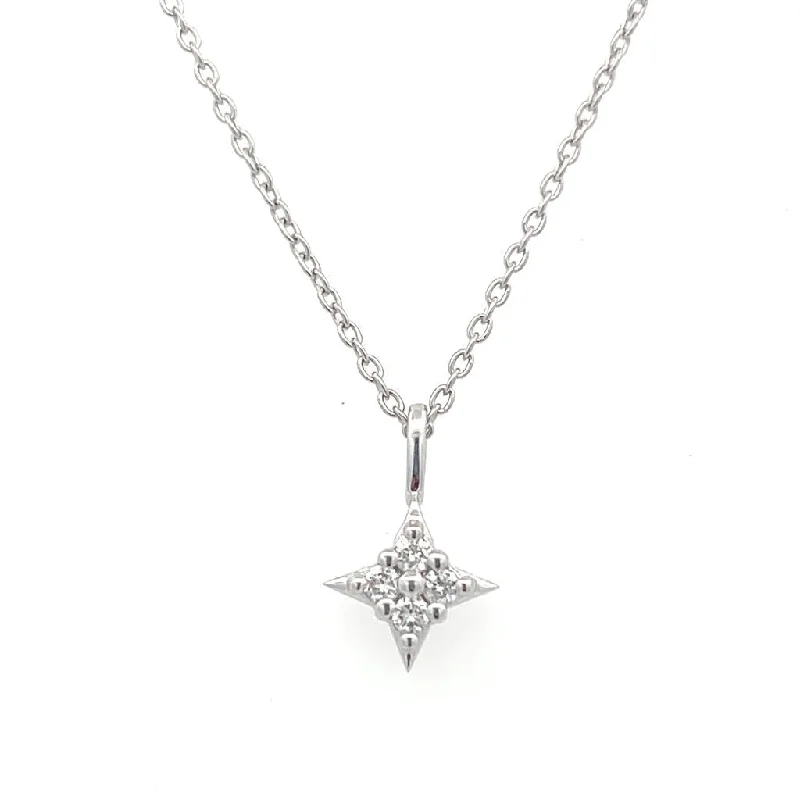 Birthstone charm necklace for women-Sterling Silver 0.10ctw Round Diamond Star Necklace