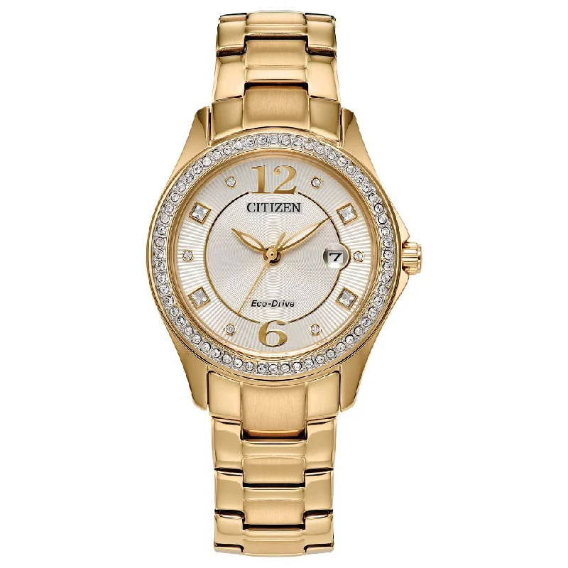 Luxury metal wristwatches-CITIZEN Eco-Drive Dress/Classic Eco Crystal Eco Ladies Stainless Steel