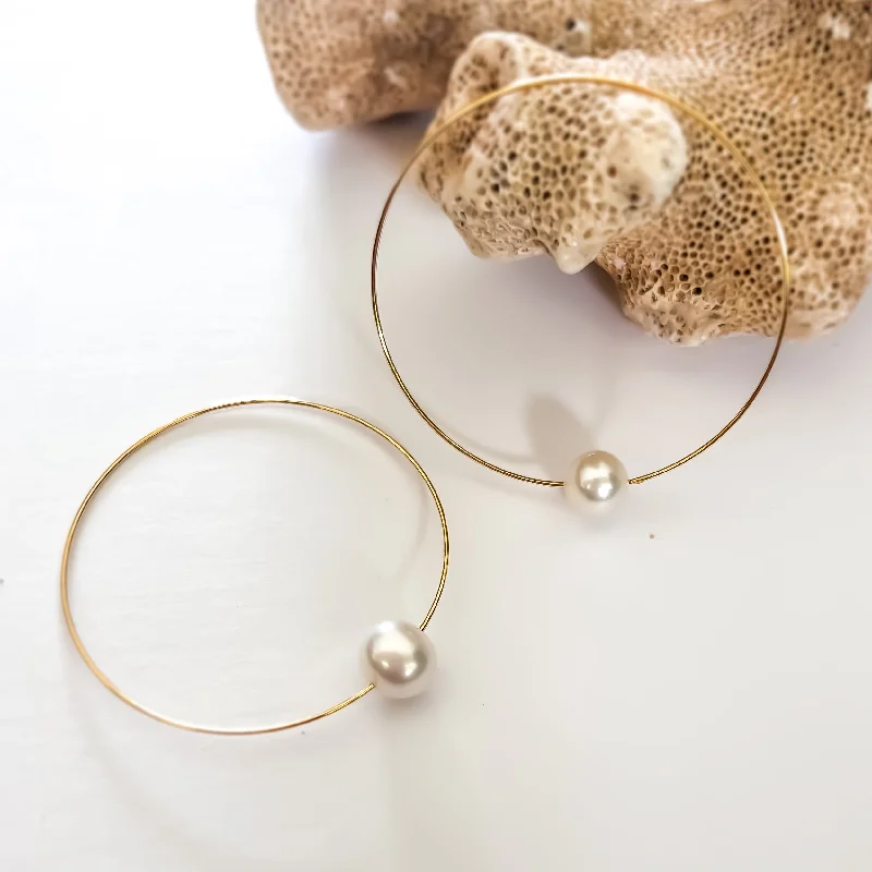 Stud earrings for women-Gold Hula Hoop Earrings