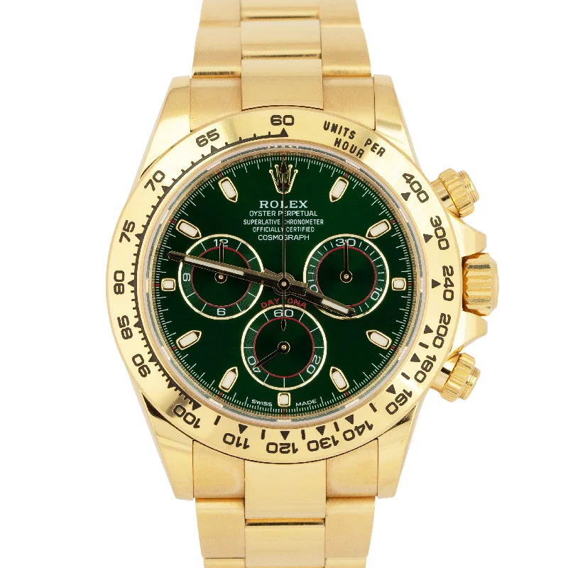 Travel wristwatches-UNPOLISHED PAPERS Rolex Daytona GREEN JOHN MAYER 40mm 18K Gold Watch 116508 BOX