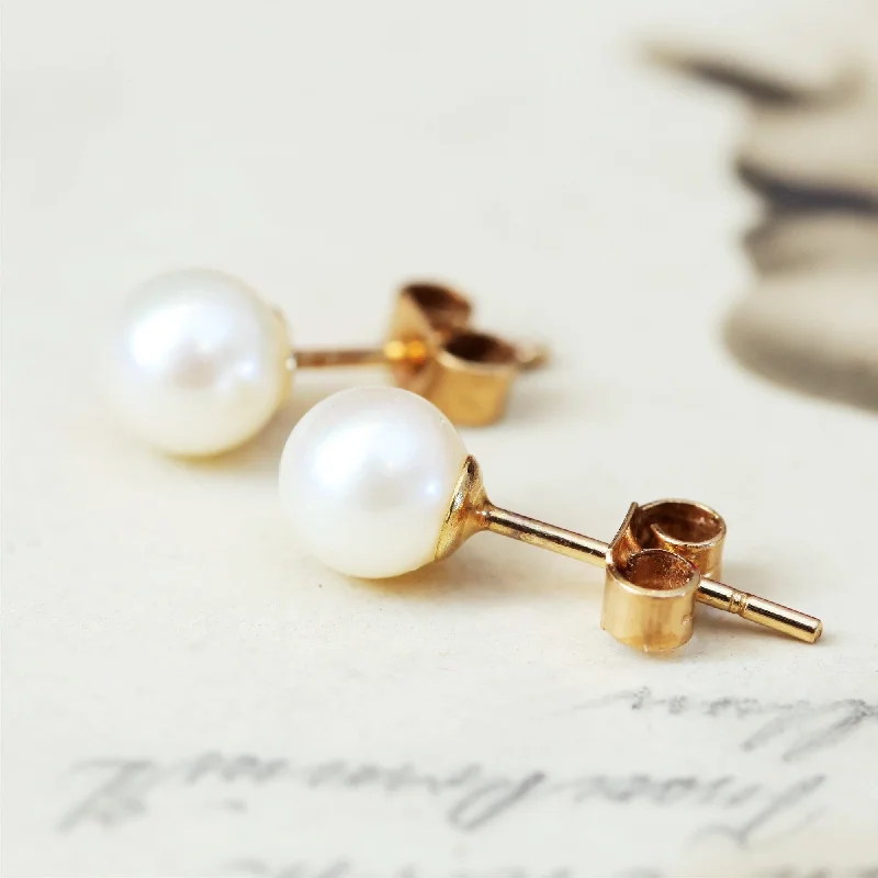 Big earrings for women-Vintage Saltwater Cultured Pearl Stud Earrings