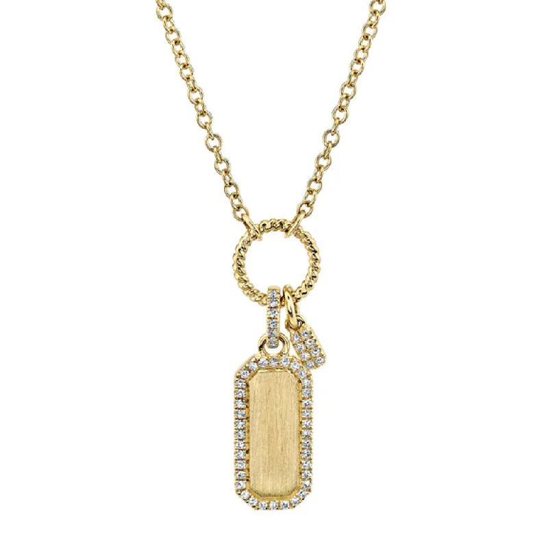 Layered necklace for women-14K Yellow Gold 0.13ctw Diamond Dog Tag Necklace by Shy Creation