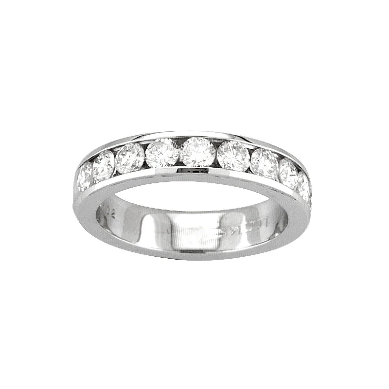 Stylish engagement rings for women-Channel Set Diamond Eternity Band, 2 Carats Total, 14K White Gold