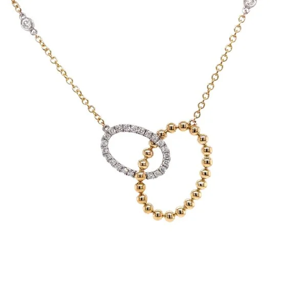 Long necklace for women-14K Two Tone Gold 0.48ctw Diamond Interlocking Cicles Necklace