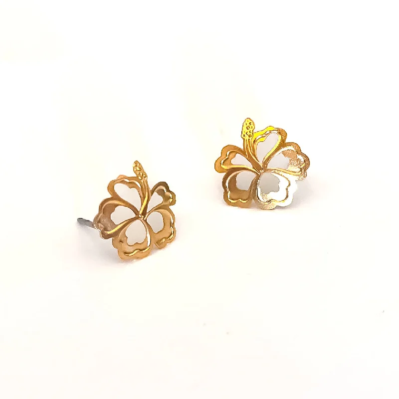 Designer earrings for women-Small Hibiscus Earrings