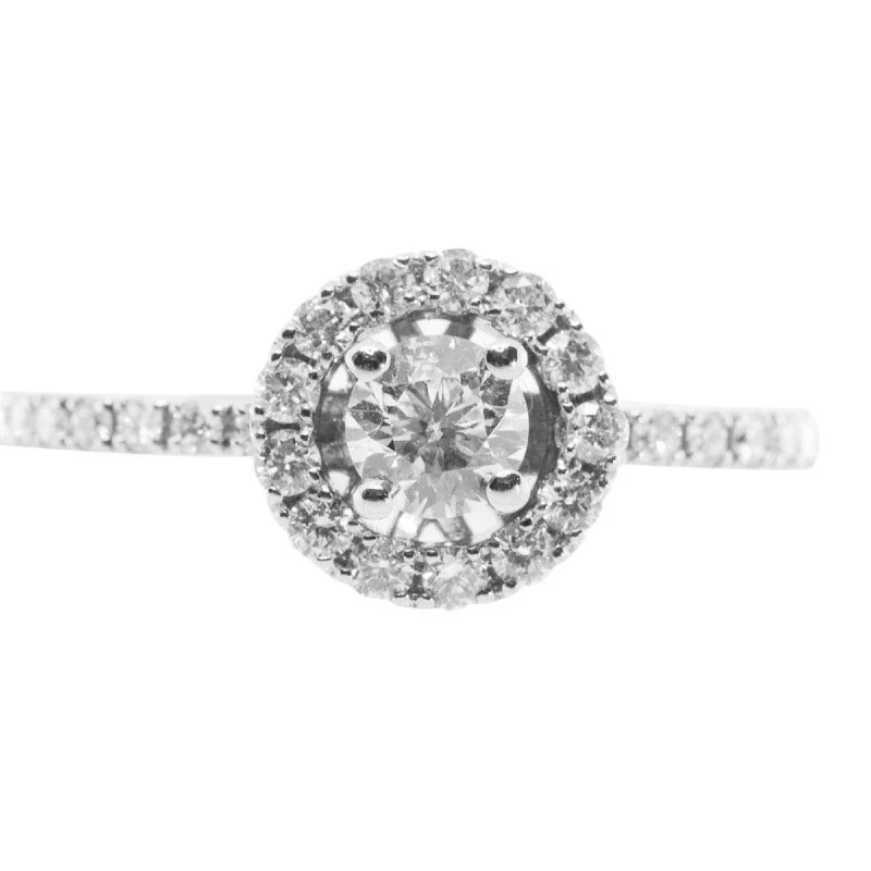 Modern diamond engagement rings for women-Platinum Diamond Halo Ring