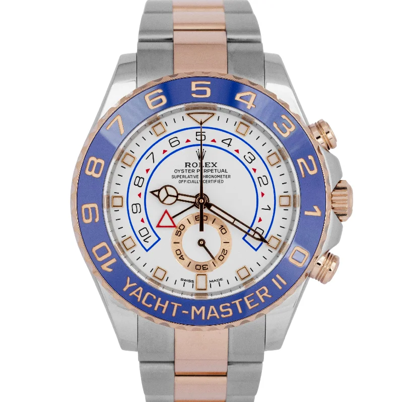 Affordable wristwatches for women-MINT Rolex Yacht-Master II 44mm NEW STYLE HANDS Two-Tone 18K Rose Gold 116681