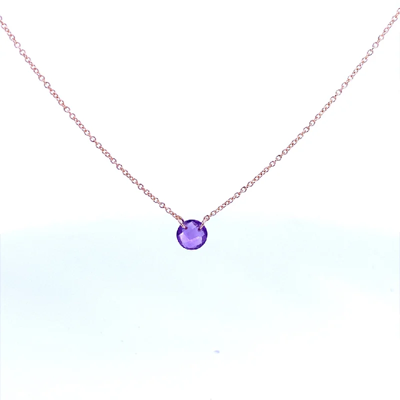 Minimalist necklace for women-Gold Filled Round Amethyst Solitaire Necklace by Dee Berkley