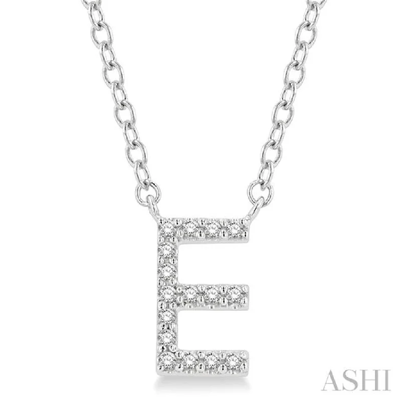 Gold gemstone necklace for women-10K White Gold 0.05ctw Diamond Letter "E" Necklace