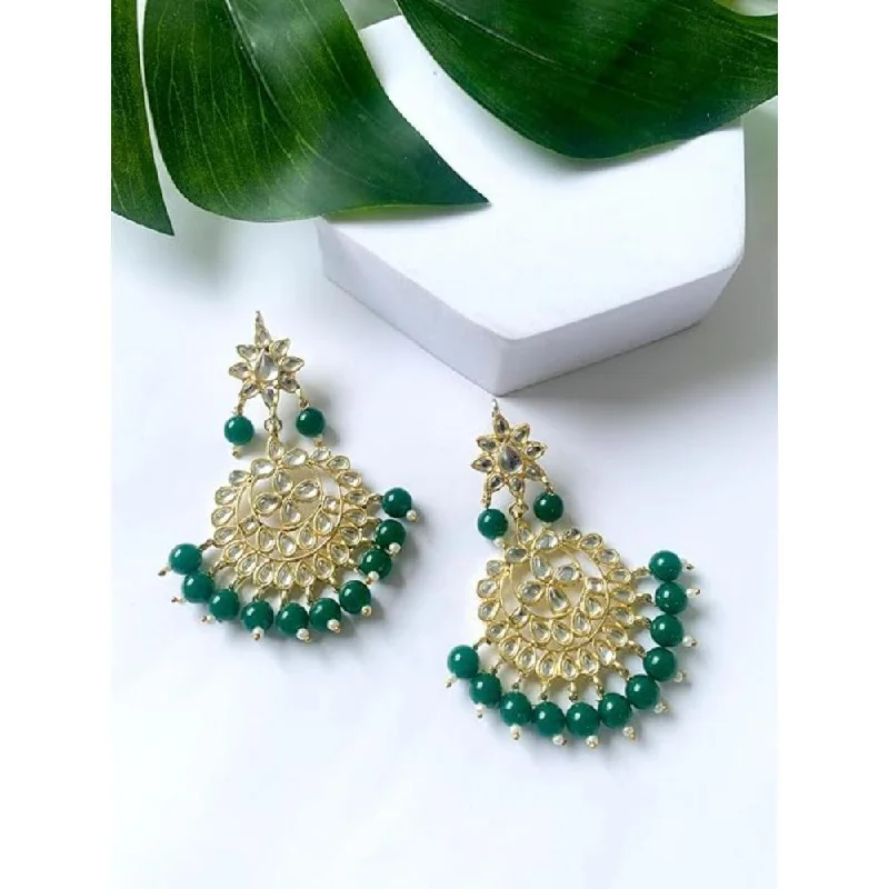 Silver-plated earrings for women-Etnico Traditional Gold Plated Kundan & Pearl Earrings for Women (E7058G)