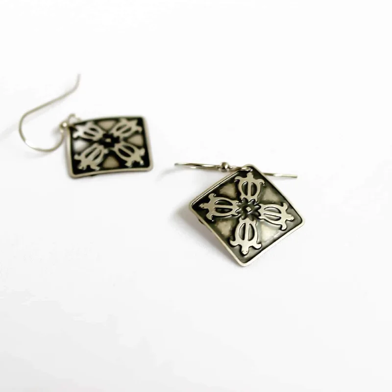 Silver-plated earrings for women-Honu Quilt