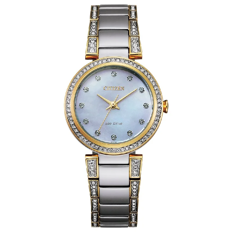 Casual wristwatches for women-CITIZEN Eco-Drive Dress/Classic Eco Crystal Eco Ladies Stainless Steel