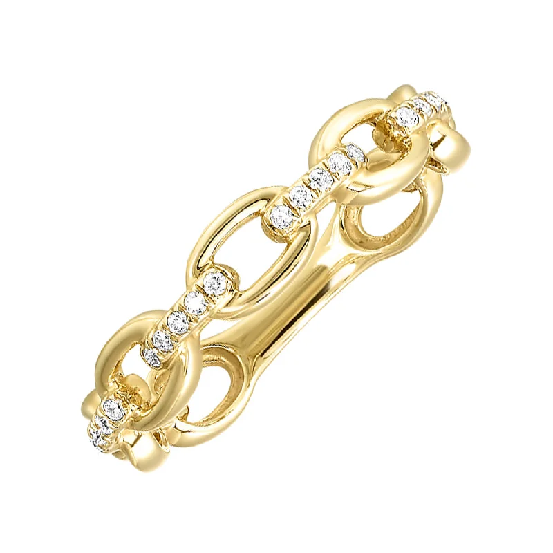 Affordable vintage engagement rings for women-1/10 Ctw Diamond Link Ring in 10 Karat Yellow Gold