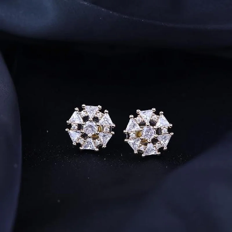 Gemstone earrings for women-Etnico Stylish Latest Fashion Rose Gold Plated CZ and American Diamond Fashionable Look Stud Earrings For Women/Girls (E3107RG)