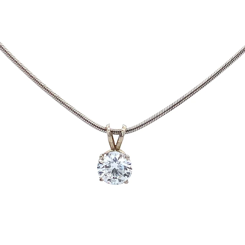 Gemstone choker necklace for women-1.03 ct. Diamond Solitaire Pendant in White Gold