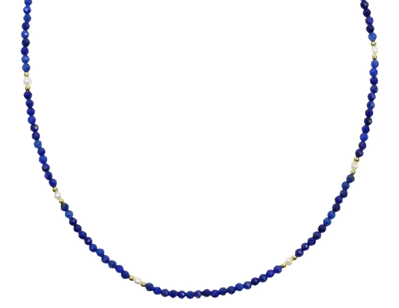 Luxury gemstone necklace for women-The Kaiya Necklace - Lapis