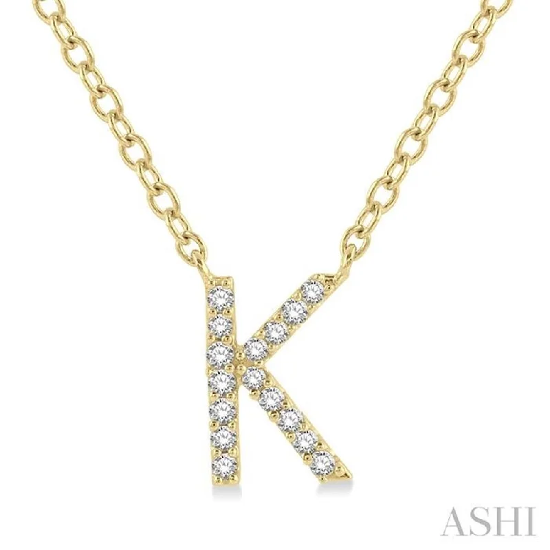 Vintage pearl necklace for women-10K Yellow Gold 0.05ctwDiamond Letter "K" Necklace