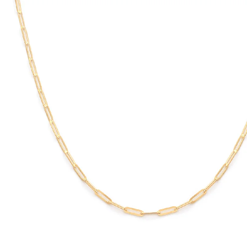 Gold bar necklace for women-Flat Drawn Bold Chain Necklace | Solid 14k Gold