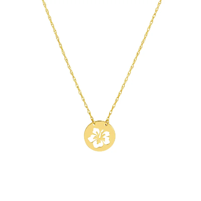 Gold bar necklace for women-14K Yellow Gold Flower Pendant Necklace by Midas Chain