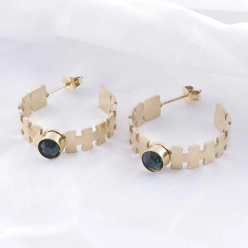 Gemstone stud earrings for women-Tarohi Jewels Gold Plated Crystal Stone Fancy Dangler Earrings