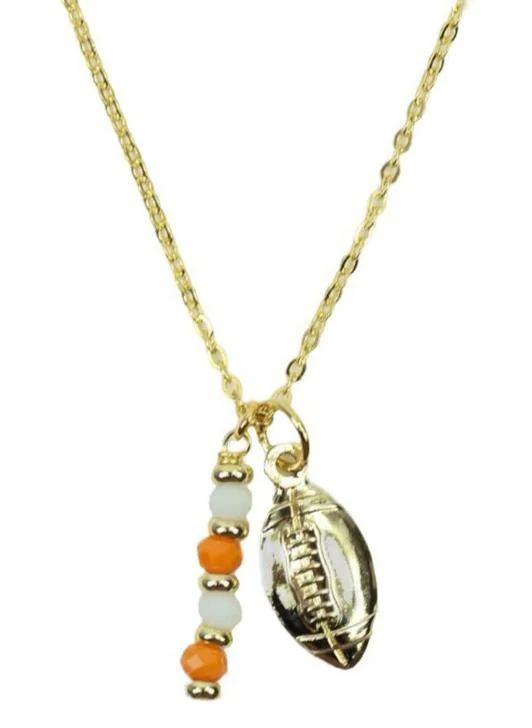 Silver-plated necklace for women-The Touchdown Necklace - Orange + White