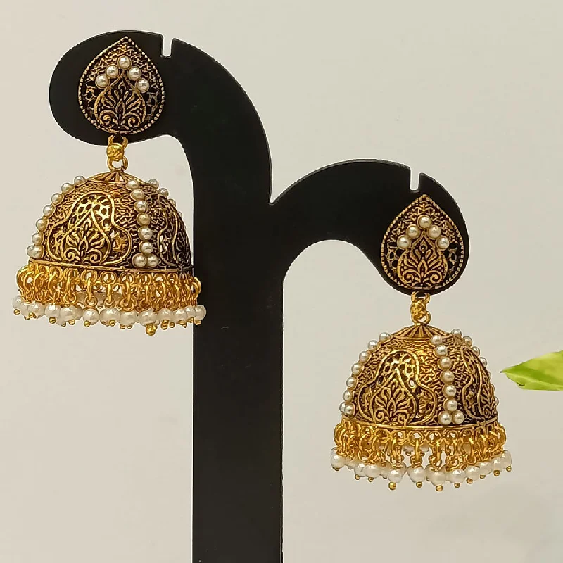 Sparkly earrings for women-Dariyalal Sales Gold Plated Jhumki Earrings