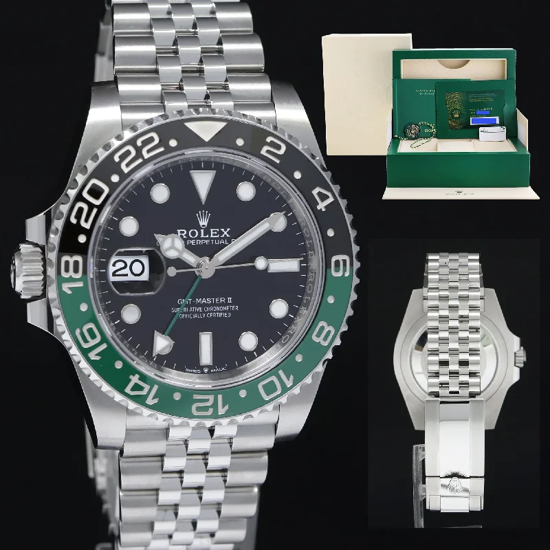 Fashion wristwatches with interchangeable straps-2024 NEW PAPERS Rolex GMT-Master II SPRITE Green Black Jubilee Steel 126720 VTNR Watch