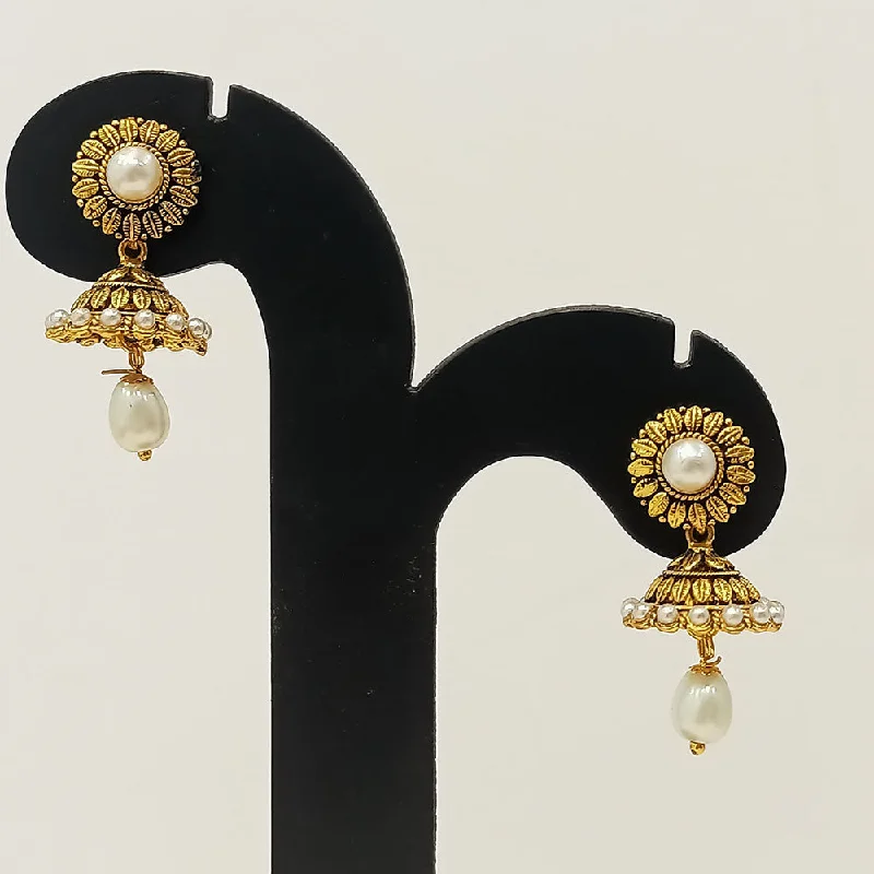 Party earrings for women-Dariyalal Sales Gold Plated Jhumki Earrings