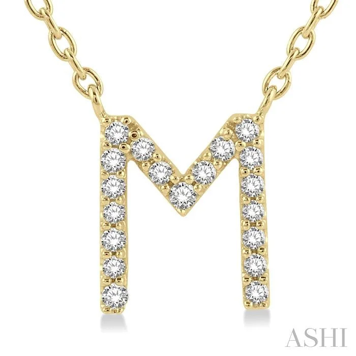 Bar necklace for women-10K Yellow Gold 0.06ctw Diamond Letter "M" Necklace