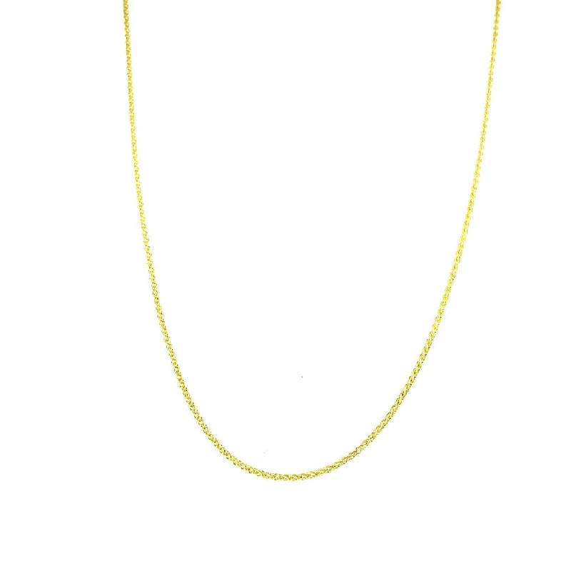 Multi-layer necklace for women-14K Yellow Gold 1.00mm Adjustable Diamond Cut Wheat Chain Necklace