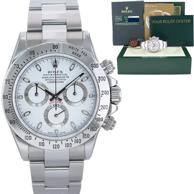 Square dial wristwatches-2014 MINT PAPERS Rolex Daytona 116520 White APH Chronograph Steel 40mm Watch Box