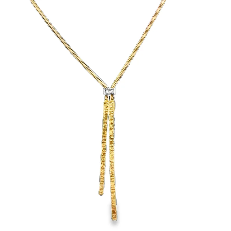 Opal necklace for women-Modern Lariat Style Necklace in Yellow Gold