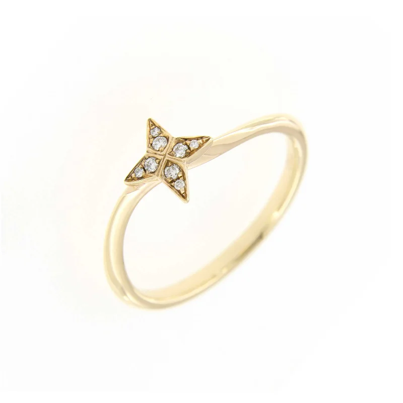 Engagement rings with rubies and diamonds for women-Petite Diamond Star Ring, 14K Yellow Gold