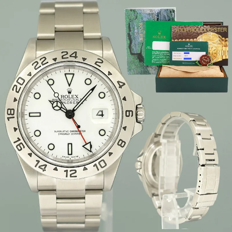 Waterproof wristwatches-MINT 2013 RSC Papers Rolex Explorer II 16570 Polar White No Holes Steel 40mm Watch Box