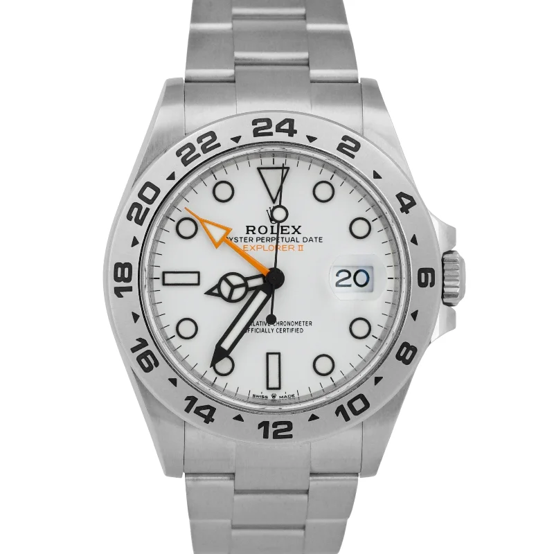 Fitness tracking wristwatches-MINT NEW PAPERS Rolex Explorer II 42mm POLAR WHITE Steel Orange GMT 226570 BOX