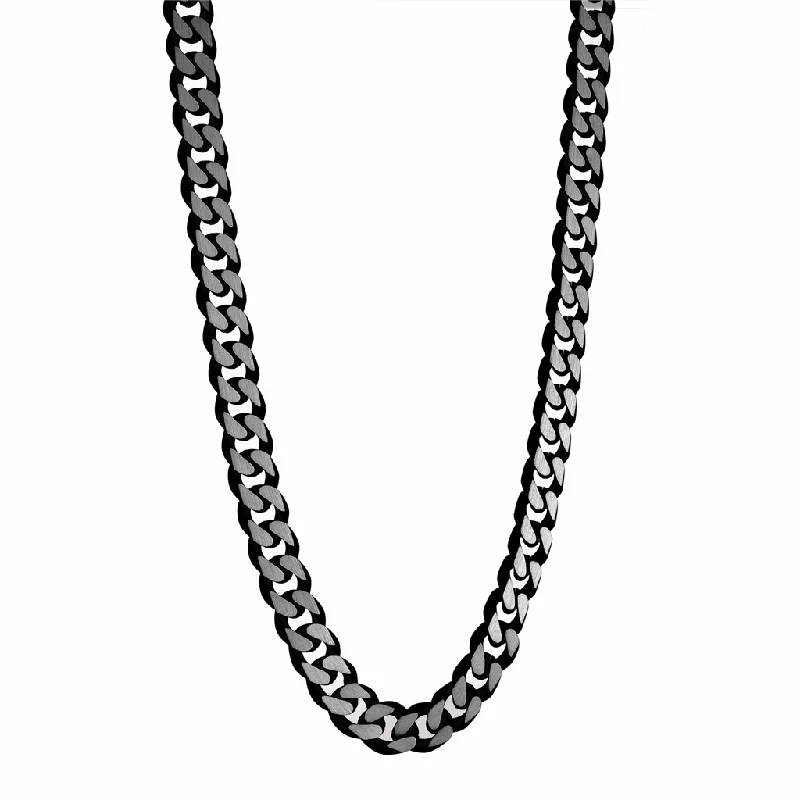 Custom necklace for women-Stainless Steel Black Matte Curb Link Men's Chain Necklace