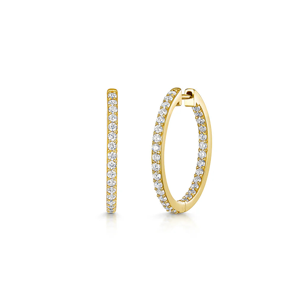 Premium earrings for women-18ct Gold Vermeil Cubic Zirconia Medium Hoop Earrings