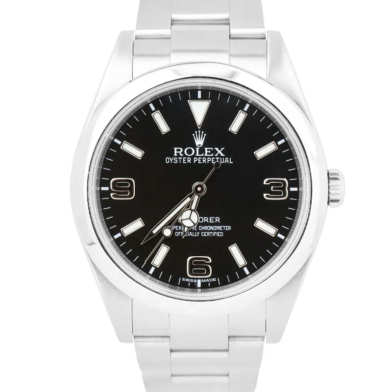 Unisex wristwatches-MINT Rolex Explorer I MK1 Stainless Steel BLACK 39mm Automatic Watch 214270