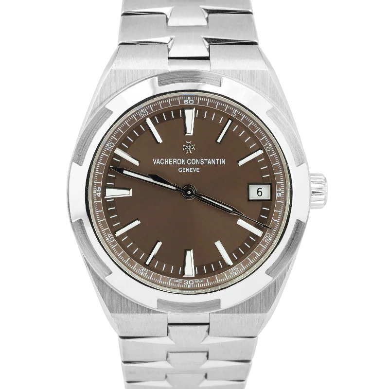 Wristwatches with backlight-MINT Vacheron Constantin Overseas BROWN 41mm Stainless Steel 4500V/110A-B146