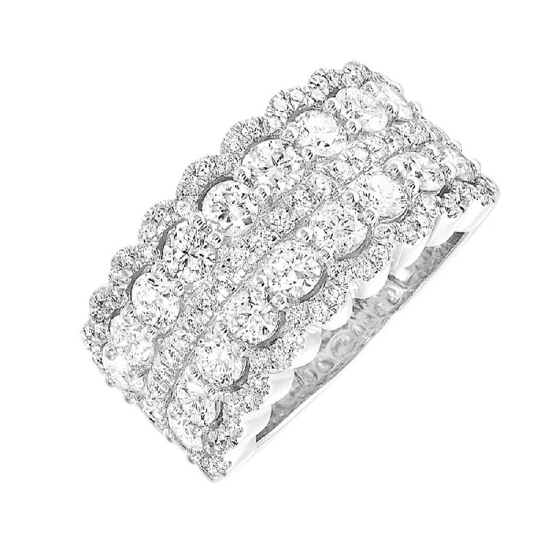 Engagement rings with pink diamonds for women-2.00 Ctw 5 Row Diamond Anniversary Band in 14 Karat White Gold