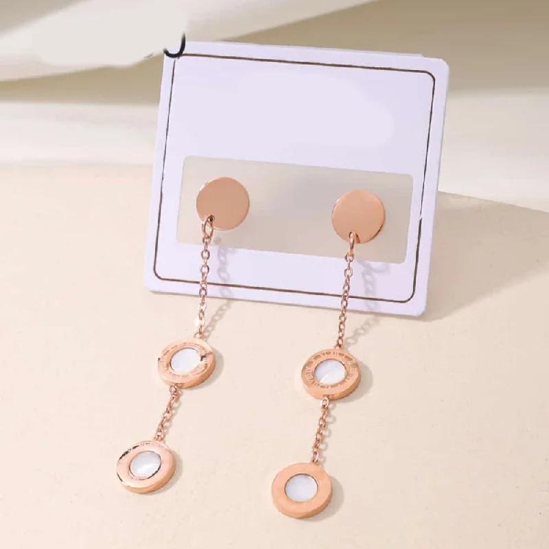 Diamond stud earrings for women-Tarohi Jewels Rose Gold Plated Fancy Dangler Earrings