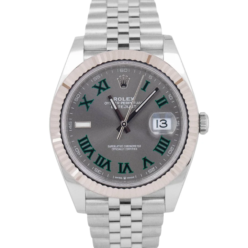 Affordable wristwatches for women-MINT PAPERS Rolex DateJust 41mm Wimbledon Jubilee Stainless Watch 126334 BOX