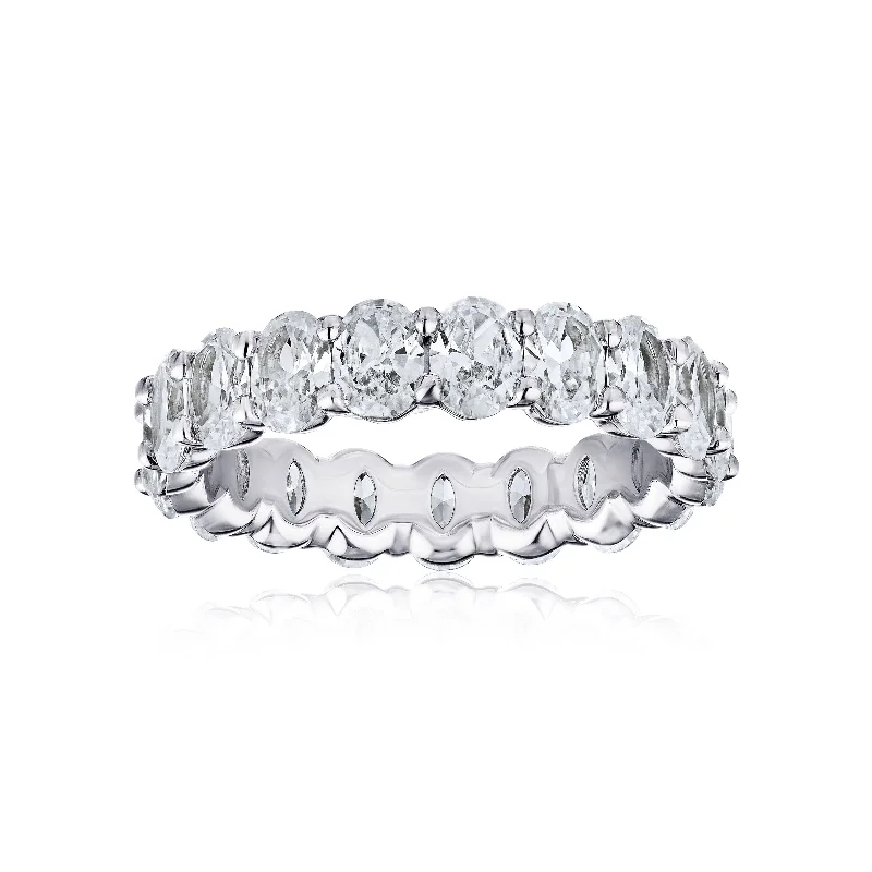 Platinum engagement rings for women-Oval Shape Diamond Eternity Band, 4.25 Carats, Platinum