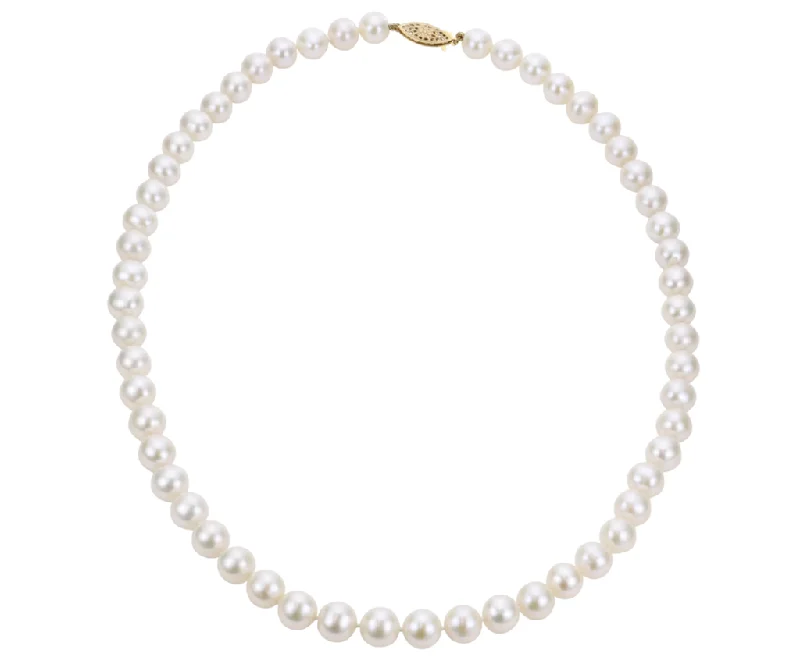 Stylish gold necklace for women-14K Yellow Gold 8-8.5mm Freshwater Cultured Pearl Strand Necklace