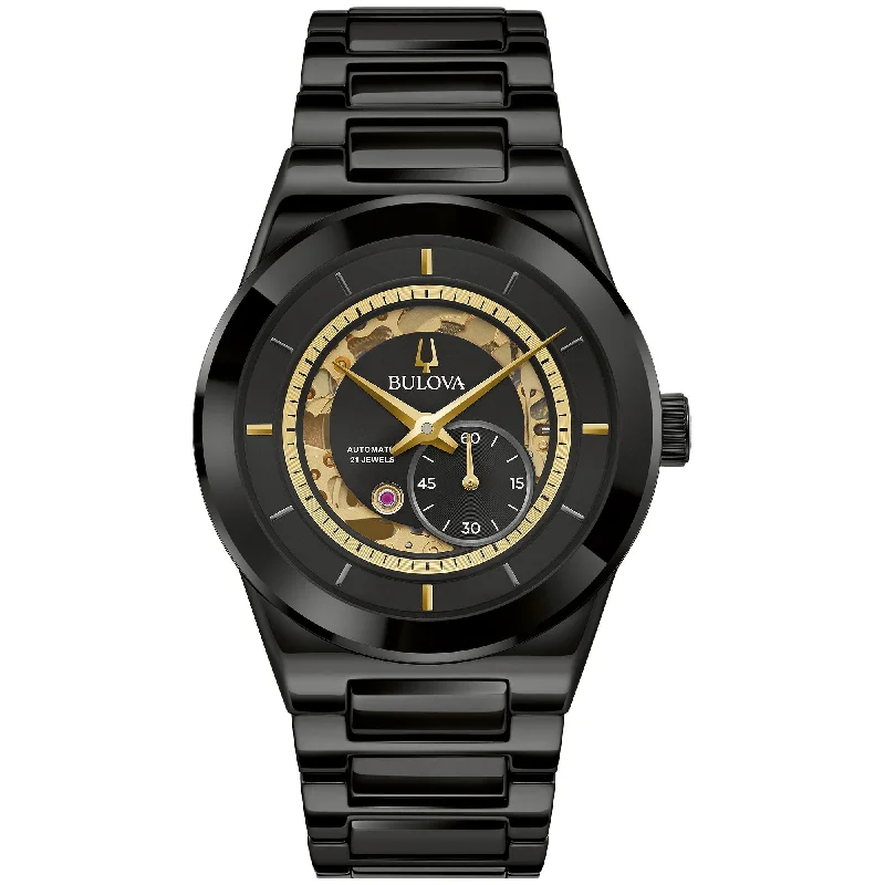 Wristwatches with second hand-Bulova Modern Modern Mens Watch Ceramic & Stainless Steel