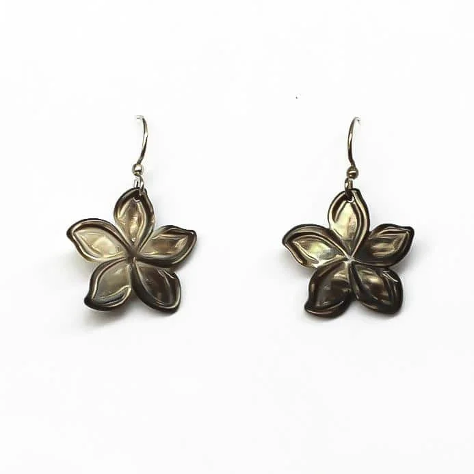 Big earrings for women-Carved Plumeria Earrings