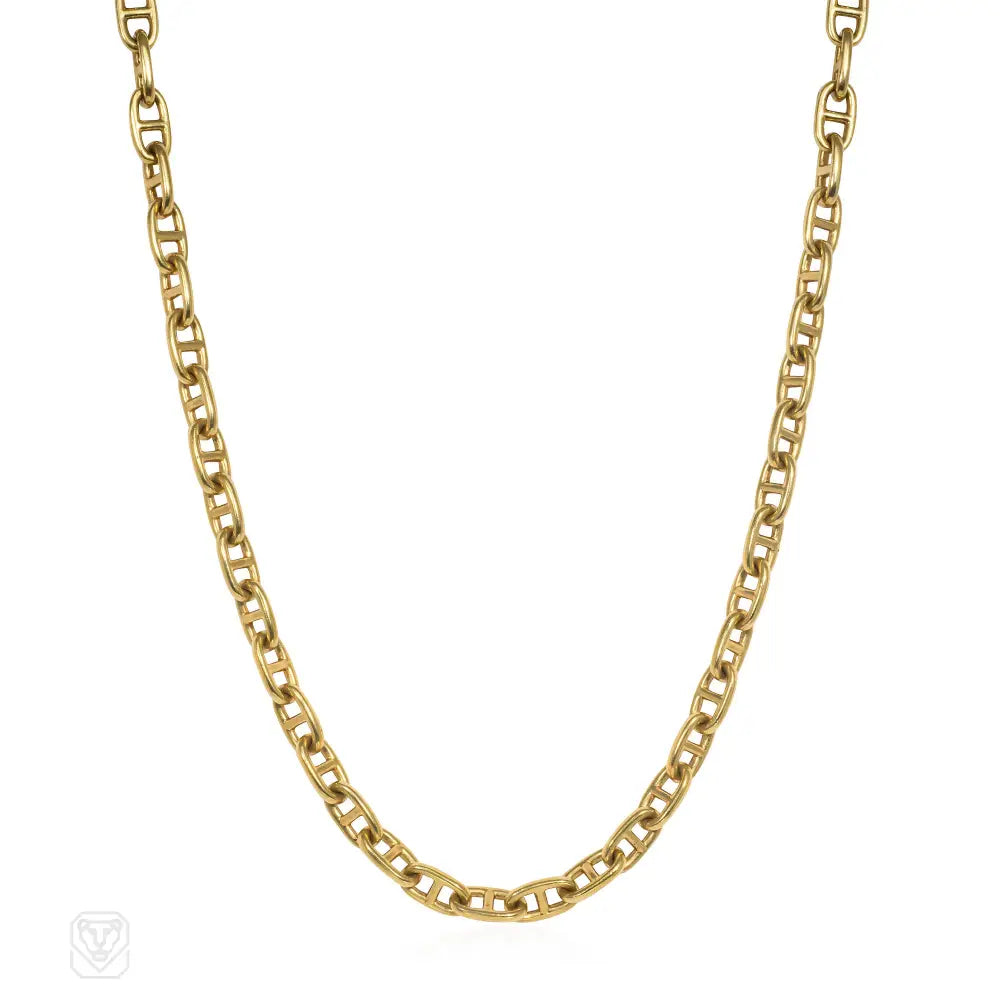 Long gold necklace for women-Hermès, France anchor chain necklace